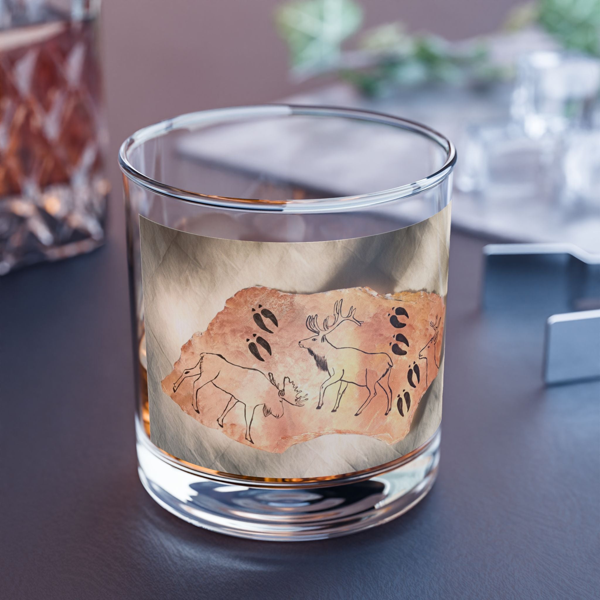 10oz Rocks Glass — Rustic Caveman Art Whiskey Glass