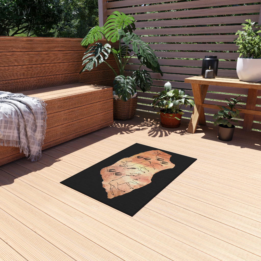 The Fragment — Neanderthal Cave Painting Outdoor Patio Rug