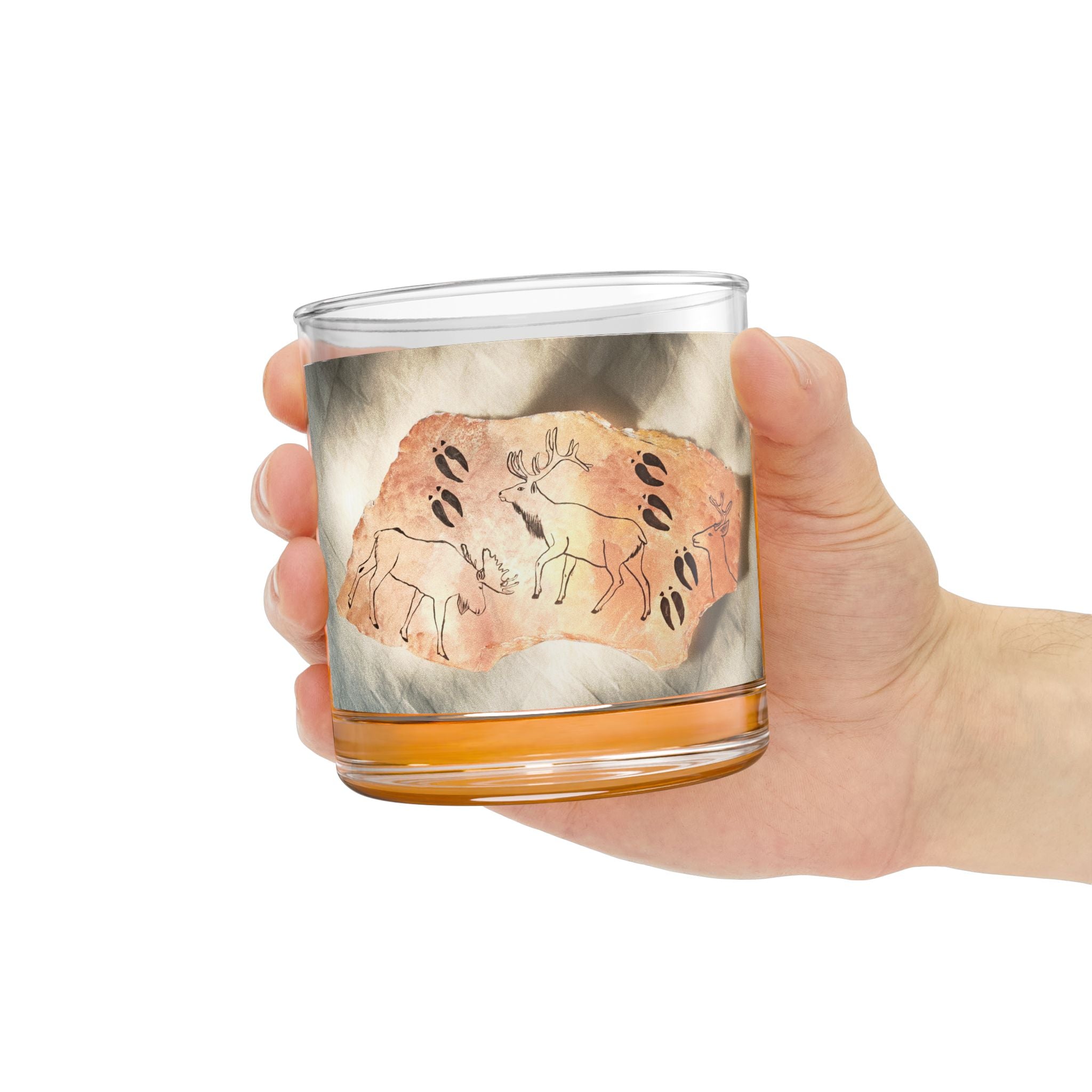 10oz Rocks Glass — Rustic Caveman Art Whiskey Glass